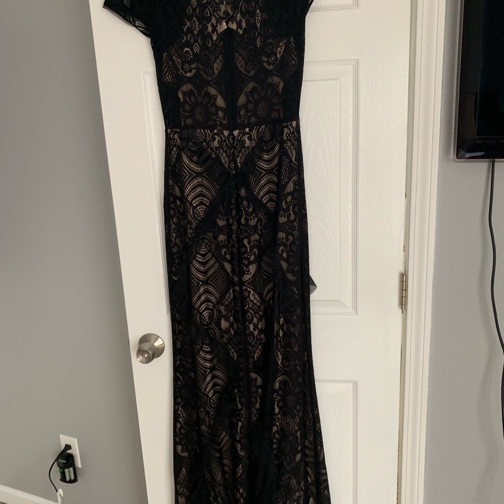 Black formal lace dress